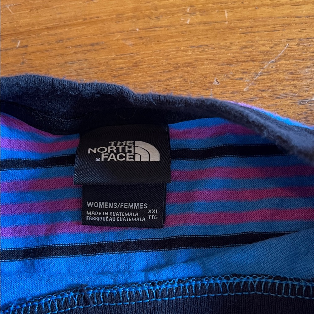The North Face Vibrant Blue and Pink Striped Tee - Picture 3 of 4
